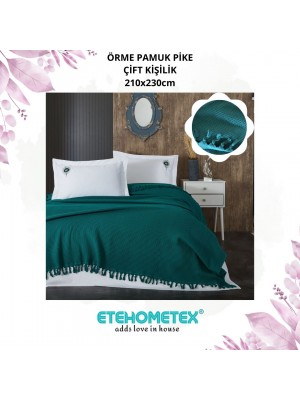 ETE HOMETEX SOFT ÖRME PAMUK PİKE ÇİFT KİŞİLİK 210X230cm YEŞİL 8696474231967